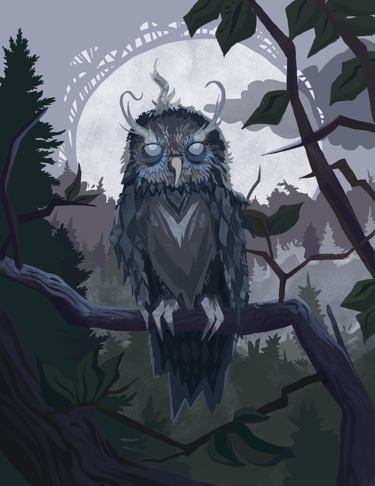 Spooky Owl Art Print