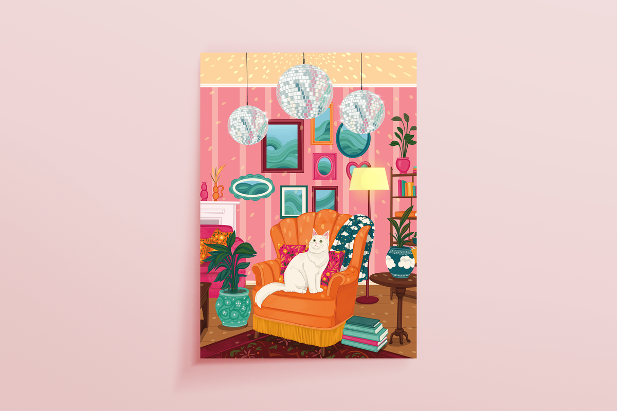 Disco Cat Art Print